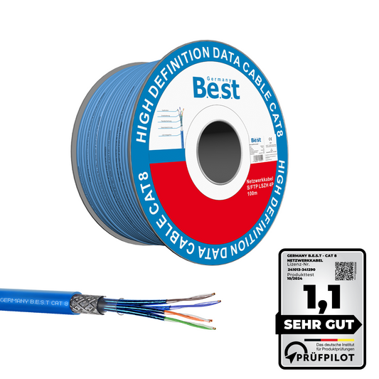 100M CAT 8 Netzwerkkabel Verlegekabel Kupfer LAN Kabel Ethernetkabel S/FTP 40 Gbit/s Kat 8 reines Kupfer Datenkabel PoE++ LSZH Datenkabel Simplex