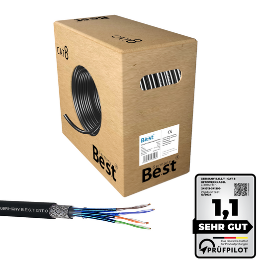 100m CAT 8 Outdoor Netzwerkkabel Verlegekabel Halogenfrei Installationskabel 40 Gbit/s CAT8 Verkabelung Netzwerk Datenkabel CAT8.1 LAN