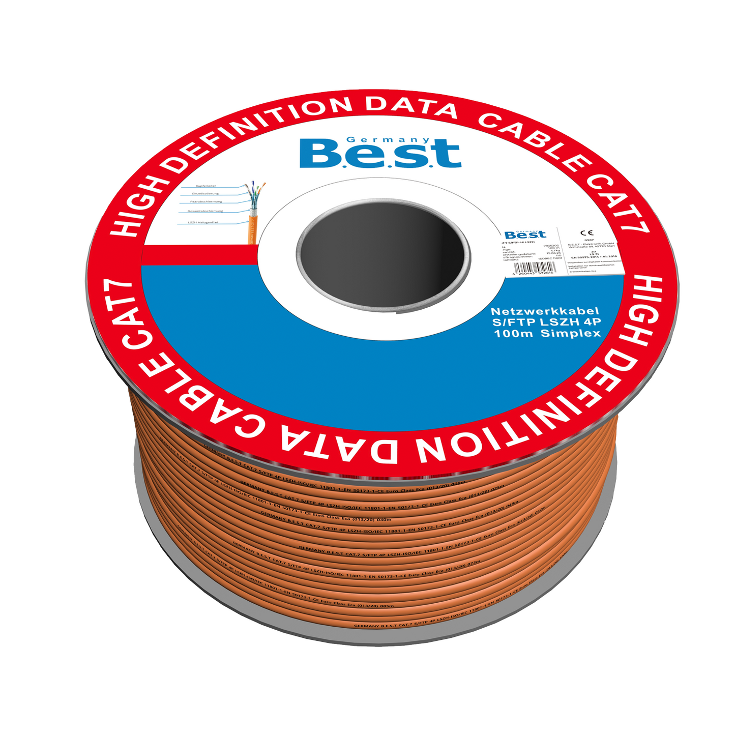 CAT.7 100m Simplex Verlegekabel BEST Gigabit Netzwerkkabel KUPFER Halogenfrei PIMF POE 10Gbit