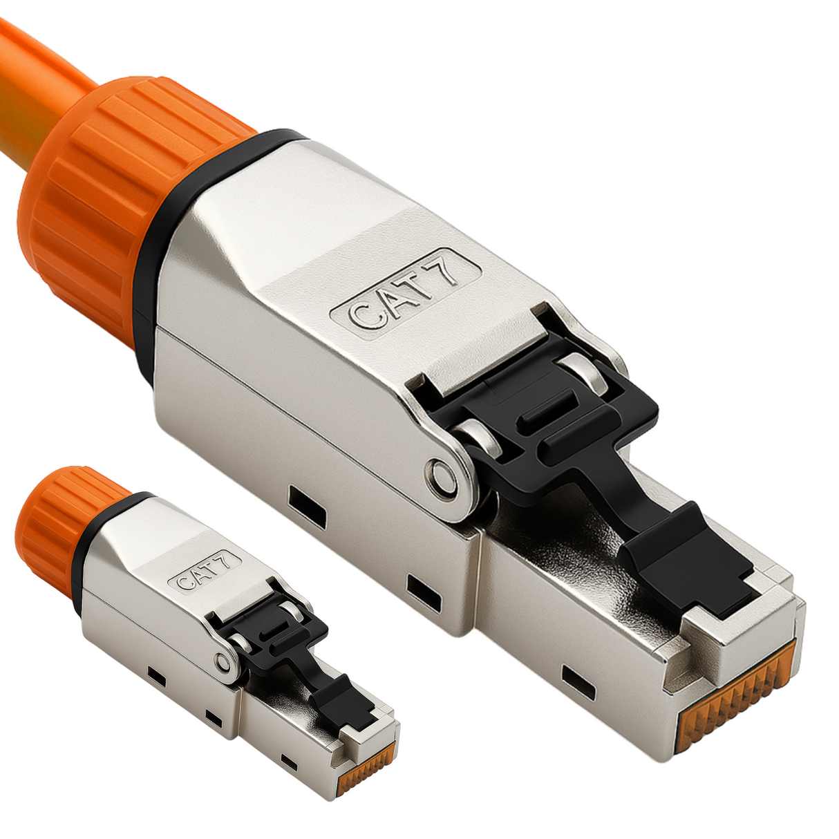 CAT 7 RJ45 Stecker – werkzeuglose Netzwerkstecker für Ethernet, Verlegekabel & Netzwerkkabel | Gigabit fähig, STP geschirmt, 10 Gbit/s, vergoldete Kontakte