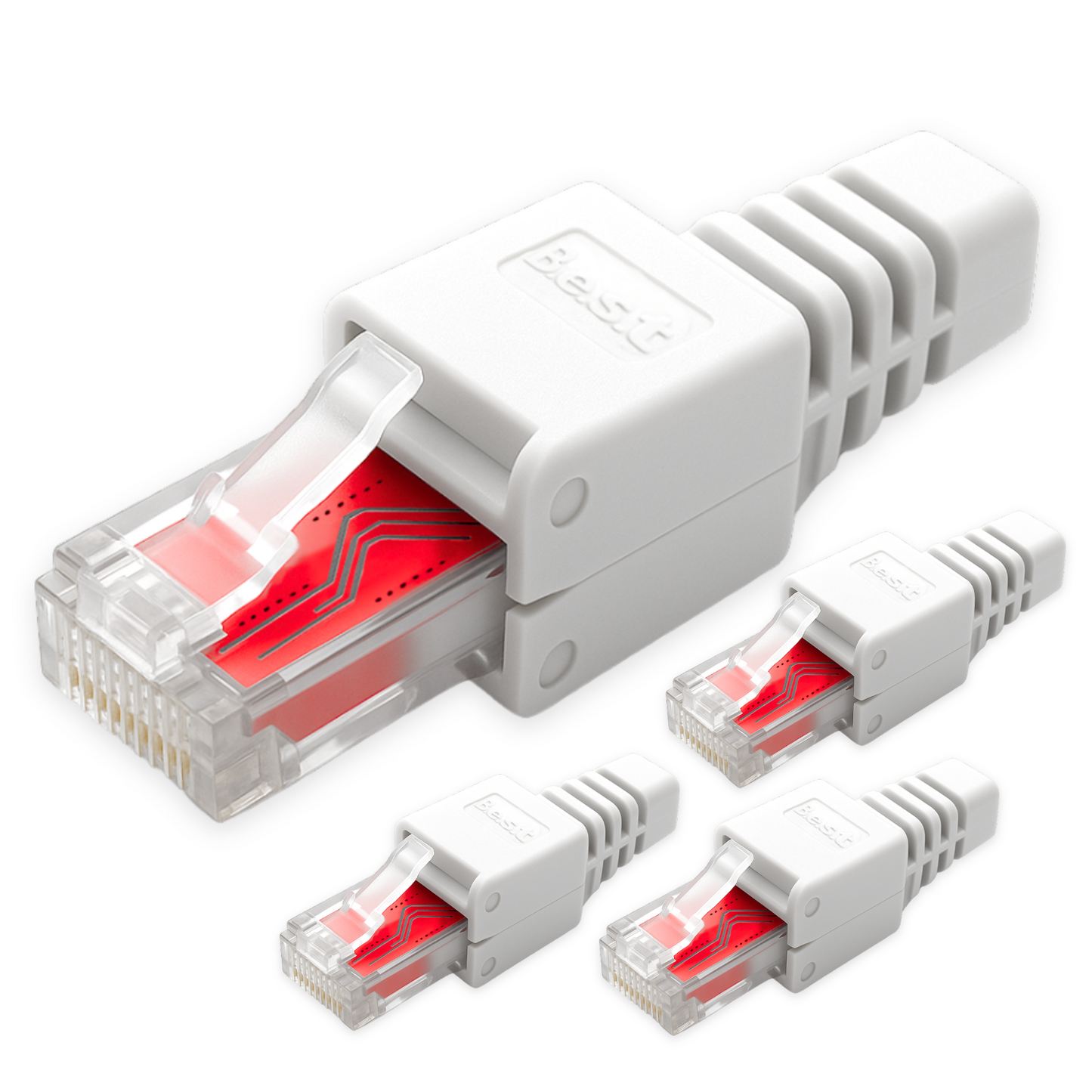 Netzwerkstecker RJ45 CAT7 CAT6 werkzeugfrei - Werkzeugloser LAN UTP Kabel Stecker für CAT5, CAT6, CAT7 - Geeignet für Verlege- und Patchkabel