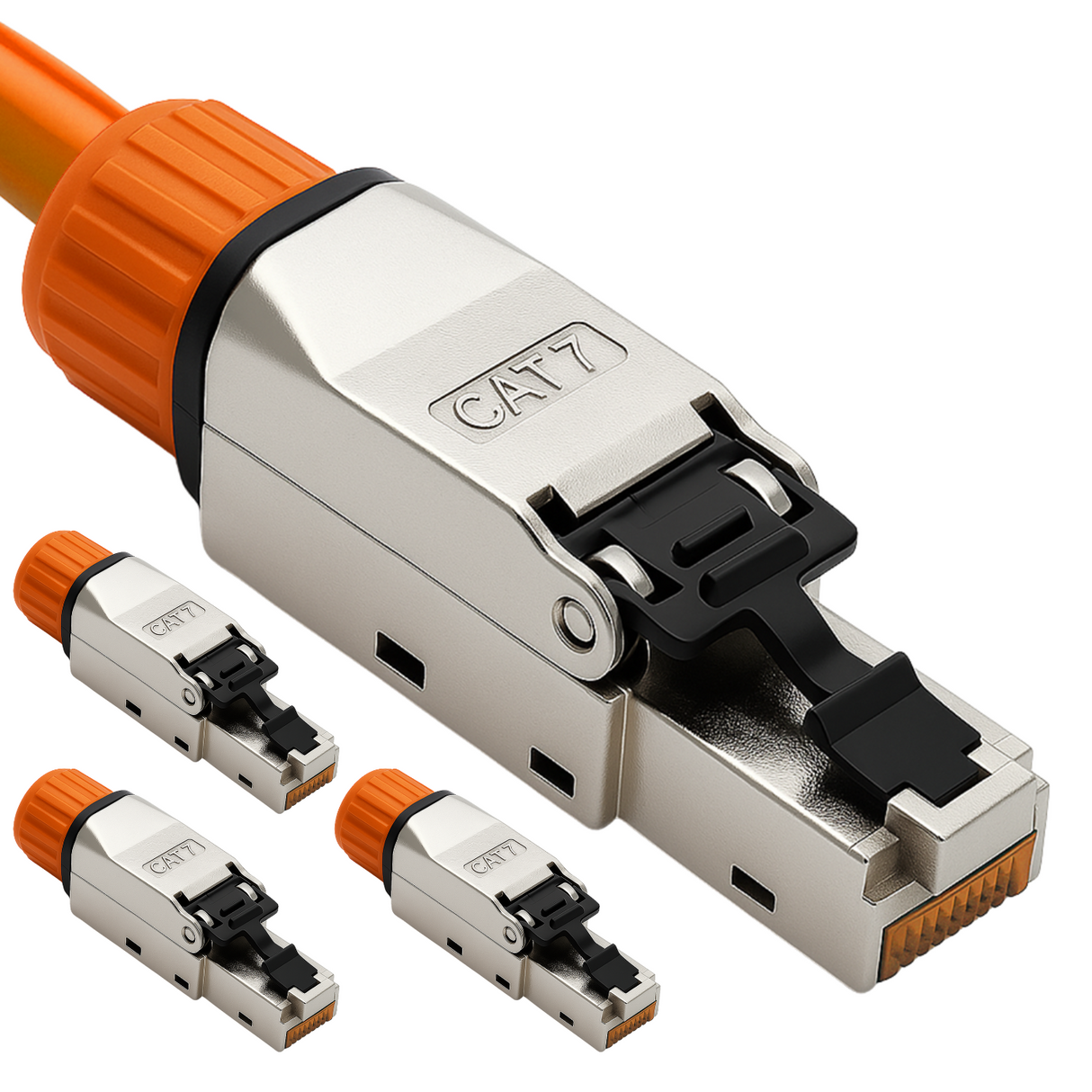 CAT 7 RJ45 Stecker – werkzeuglose Netzwerkstecker für Ethernet, Verlegekabel & Netzwerkkabel | Gigabit fähig, STP geschirmt, 10 Gbit/s, vergoldete Kontakte