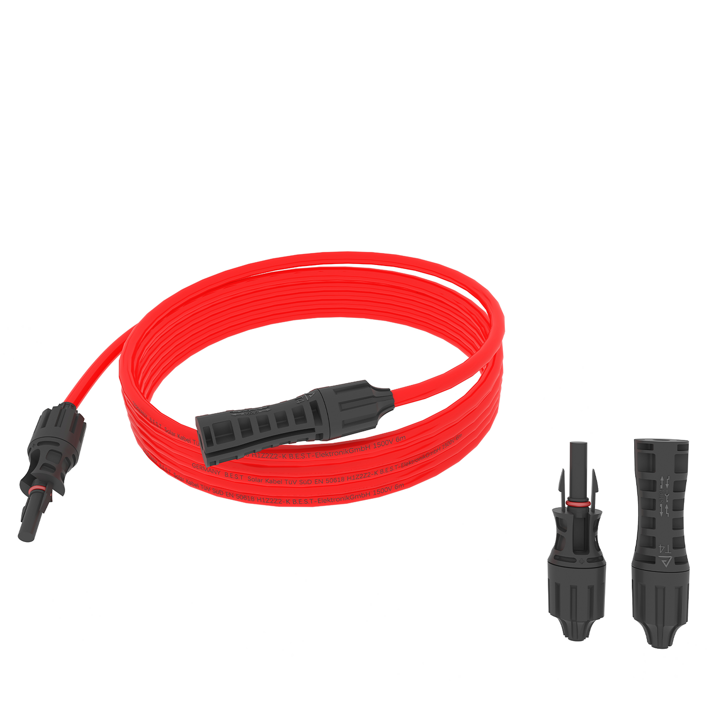 Solarkabel 4mm² Verlängerungskabel Solarstecker reines Kupfer für Solaranlagen inkl. PV Stecker Rot+Schwarz Set