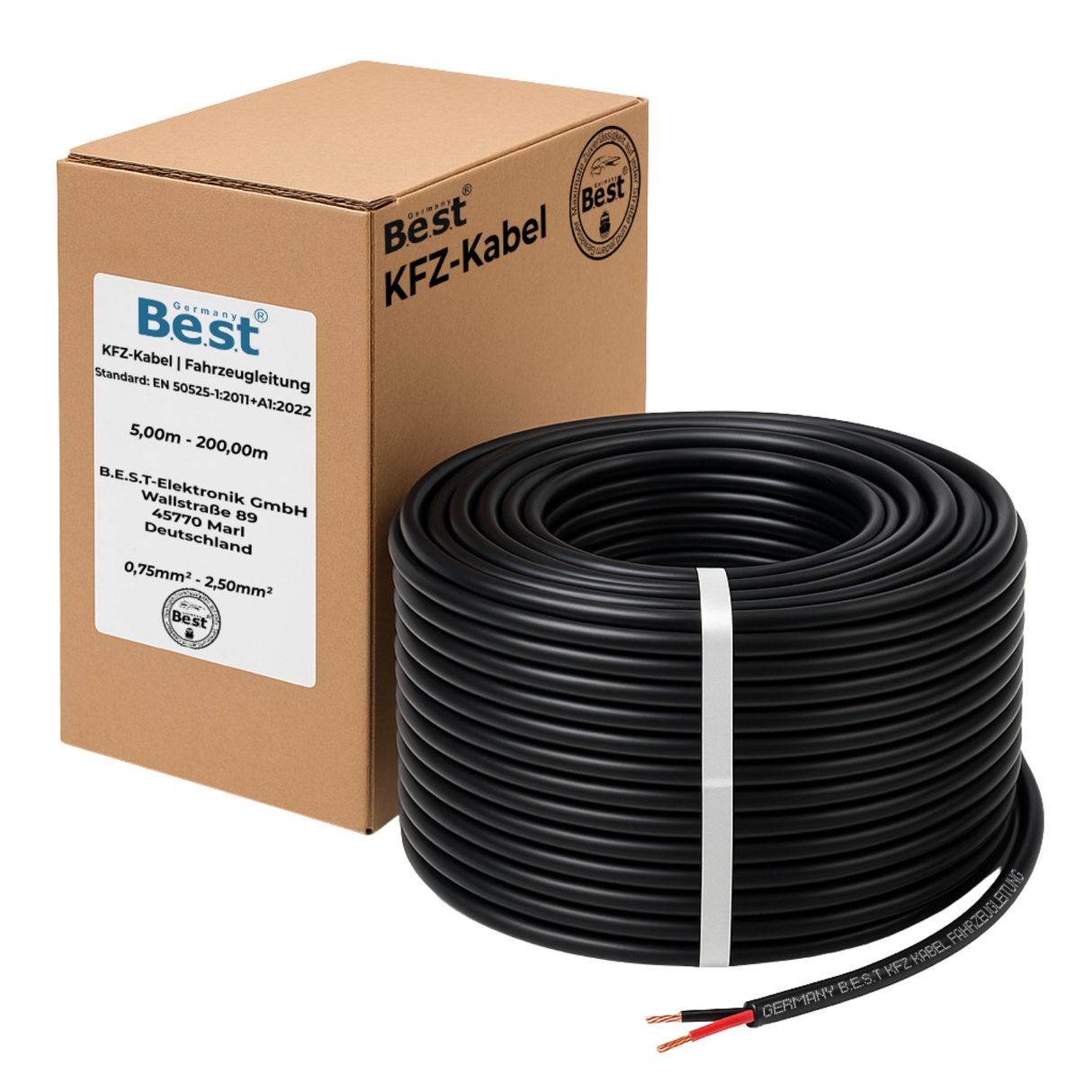 Fahrzeugleitung – Lautsprecherkabel, Subwoofer-Kabel, KFZ-Kabel in 5m bis 200m, 0,75mm², 1,5mm², 2,5mm²