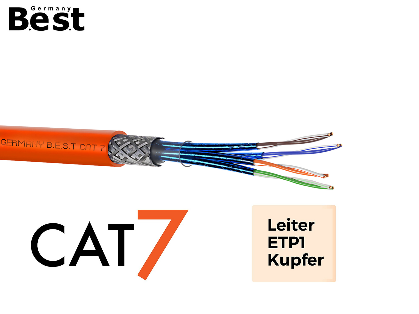 CAT 7 200M Simplex Netzwerkkabel Verlegekabel Kupfer LAN Kabel Ethernetkabel S/FTP 10 Gbit/s Kat 7 reines Kupfer Datenkabel PoE+ LSZH Datenkabel