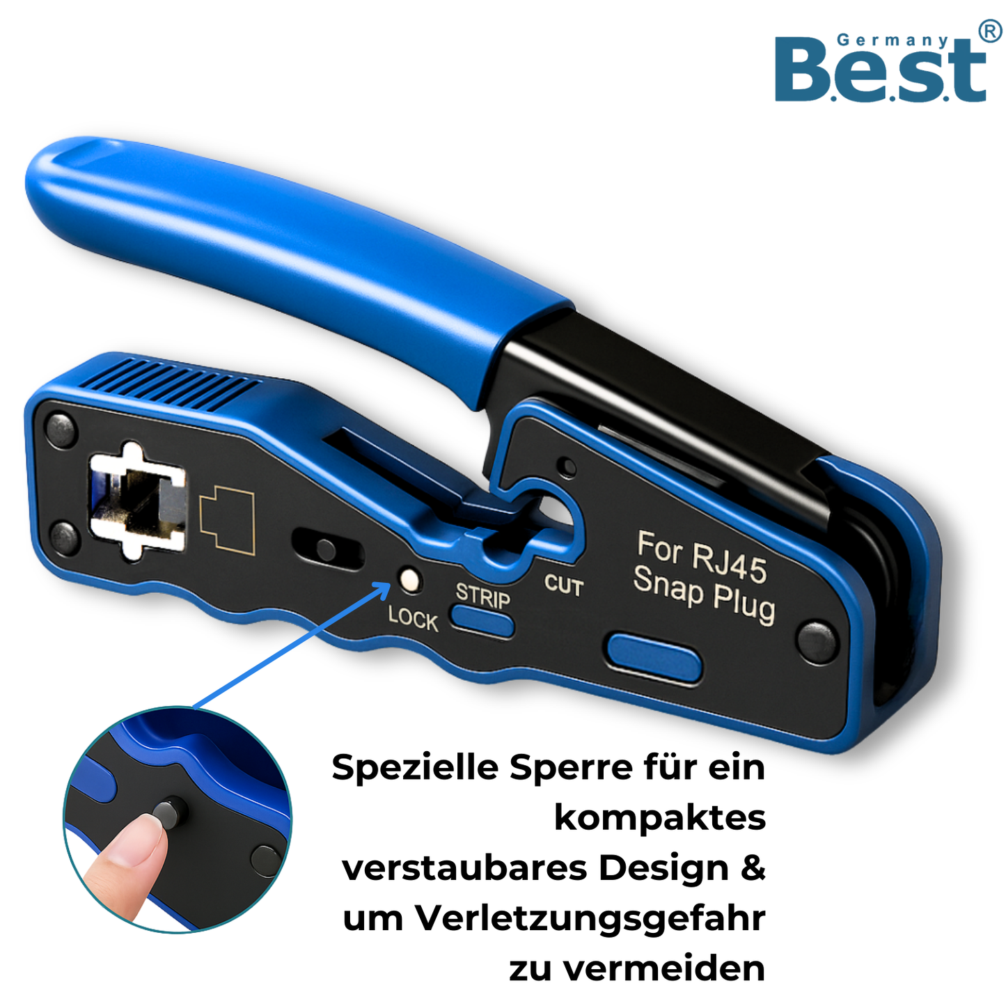 3 in 1 Crimpzange Netzwerkwerkzeug, Presszange für RJ45 Stecker Abisolieren, Schneiden und Crimpen für CAT5, CAT5e, CAT6, CAT6a, CAT7 (8P)