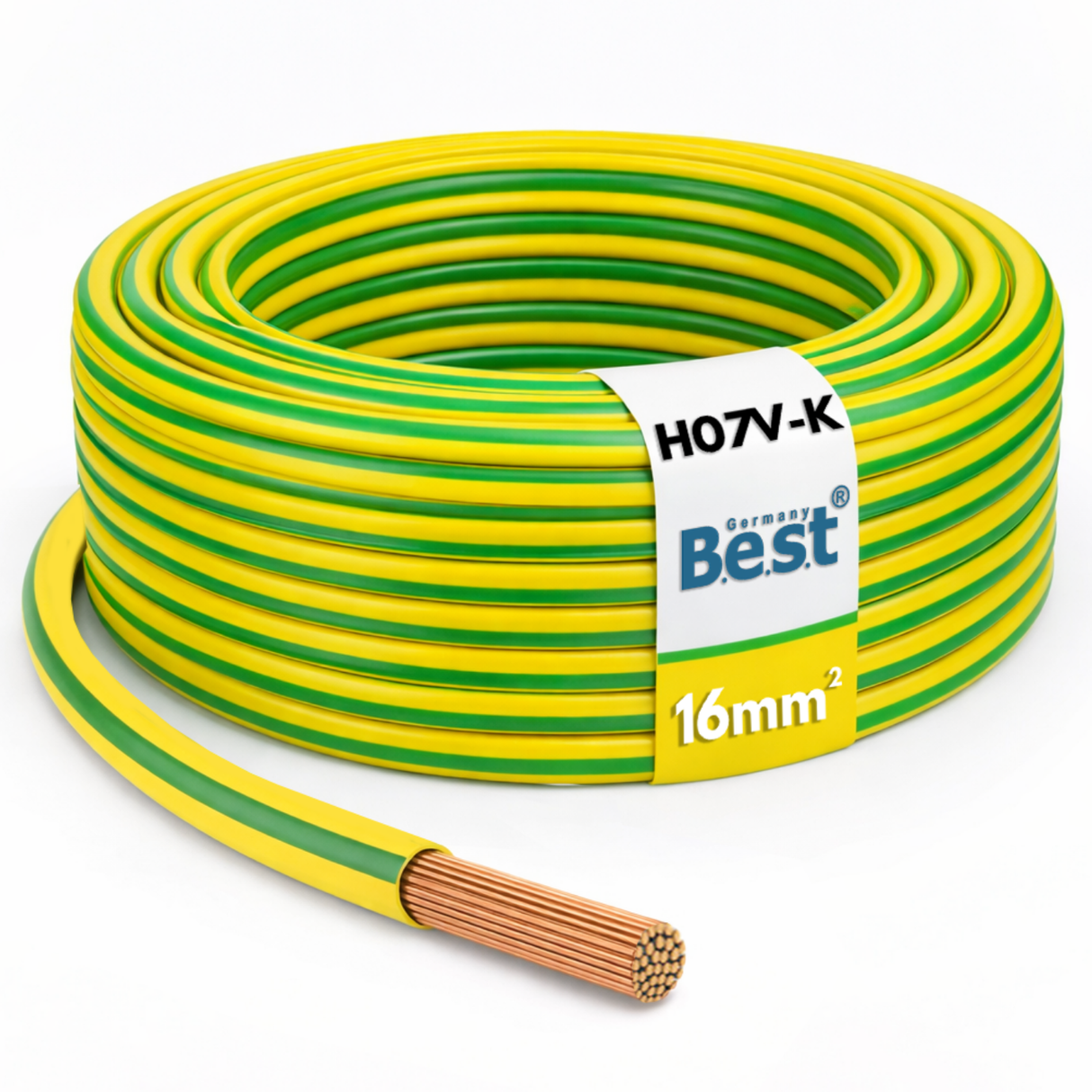 Câble de mise à la terre H07V-K 6mm²-16mm² vert-jaune souple – Conducteur isolé PVC NYAF pour installation photovoltaïque
