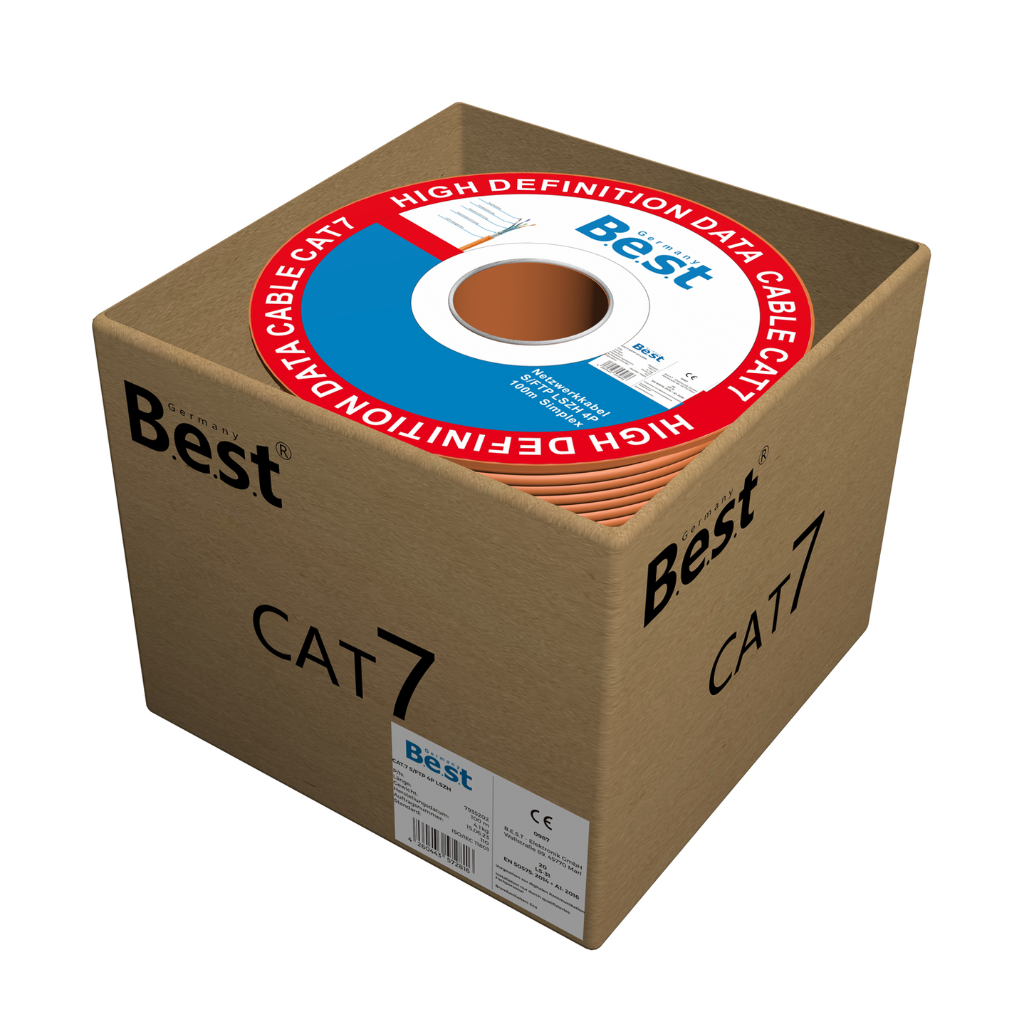 CAT.7 100m Simplex Verlegekabel BEST Gigabit Netzwerkkabel KUPFER Halogenfrei PIMF POE 10Gbit