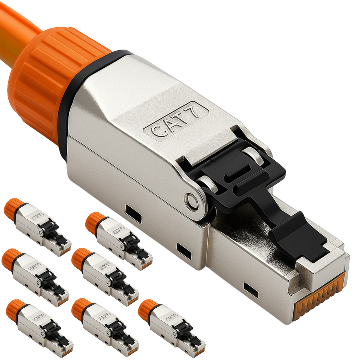 CAT 7 RJ45 Stecker – werkzeuglose Netzwerkstecker für Ethernet, Verlegekabel & Netzwerkkabel | Gigabit fähig, STP geschirmt, 10 Gbit/s, vergoldete Kontakte