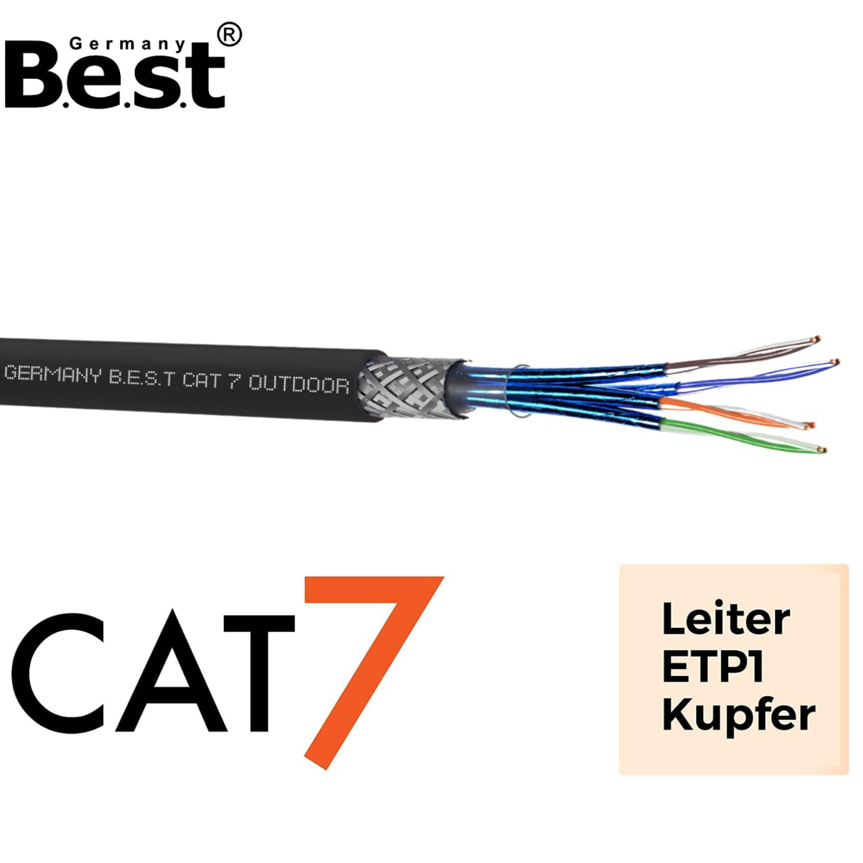 CAT 7 200M Simplex Erdkabel Netzwerkkabel Outdoorkabel LAN Kabel Ethernetkabel S/FTP 10 Gbit/s Kat 7 reines Kupfer PoE+ LSZH Datenkabel