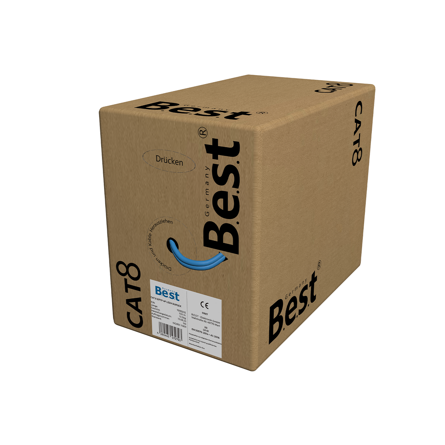 100M CAT 8 Duplex Netzwerkkabel Verlegekabel Kupfer LAN Kabel Ethernetkabel S/FTP 40 Gbit/s Kat 8 reines Kupfer Datenkabel PoE++ LSZH Datenkabel