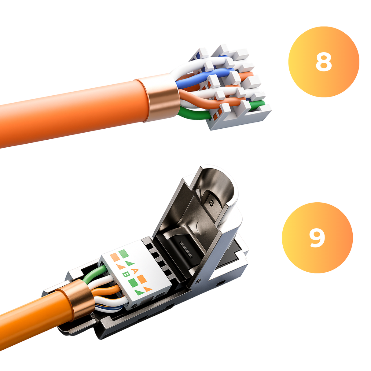 CAT 7 RJ45 Stecker – werkzeuglose Netzwerkstecker für Ethernet, Verlegekabel & Netzwerkkabel | Gigabit fähig, STP geschirmt, 10 Gbit/s, vergoldete Kontakte