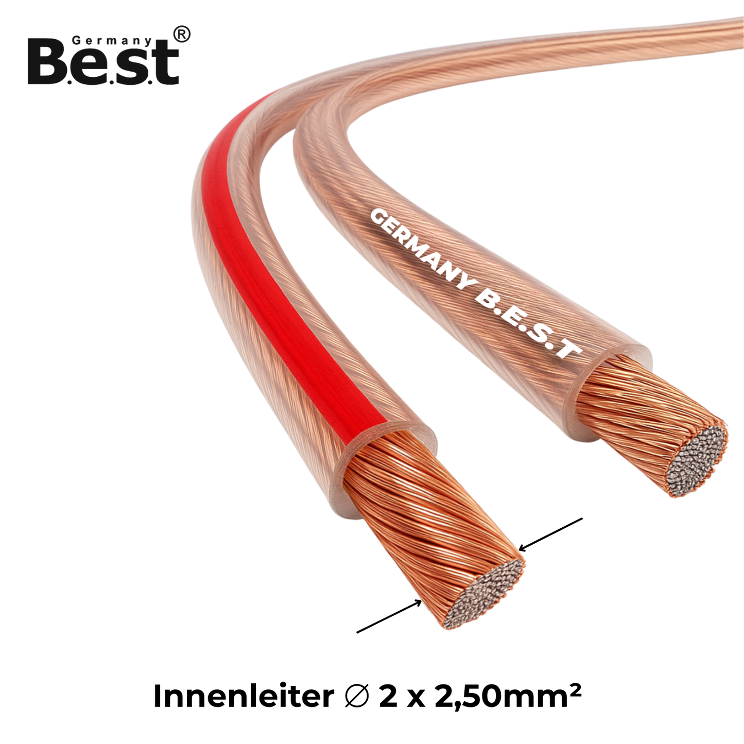 Lautsprecherkabel 25m-100m 2x2,5mm² für Lautsprecher & Heimkinosysteme, HiFi Kabel Boxenkabel CCA - Kupfer Aluminium
