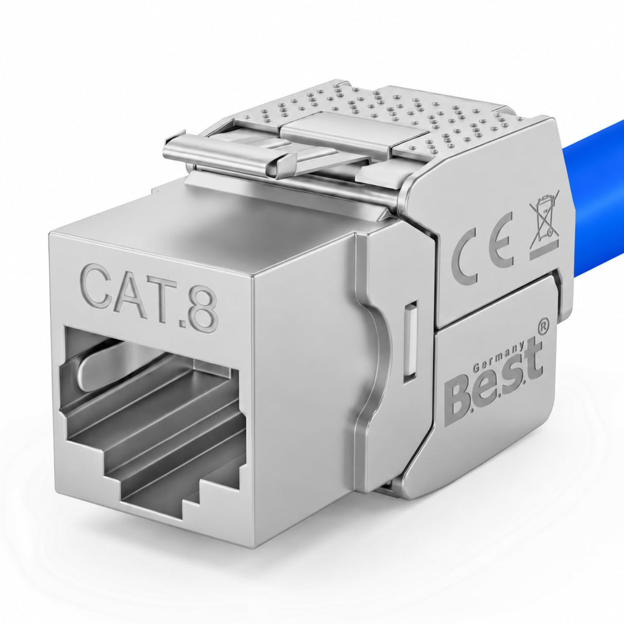 CAT 8 Keystone Netzwerkmodul RJ45 – High-Speed Keystone Buchse, werkzeugfreie Montage, 40 Gbit/s, STP geschirmt, vergoldete Kontakte, kompatibel mit AWG 22–26 & Patchpanel/Netzwerkdosen