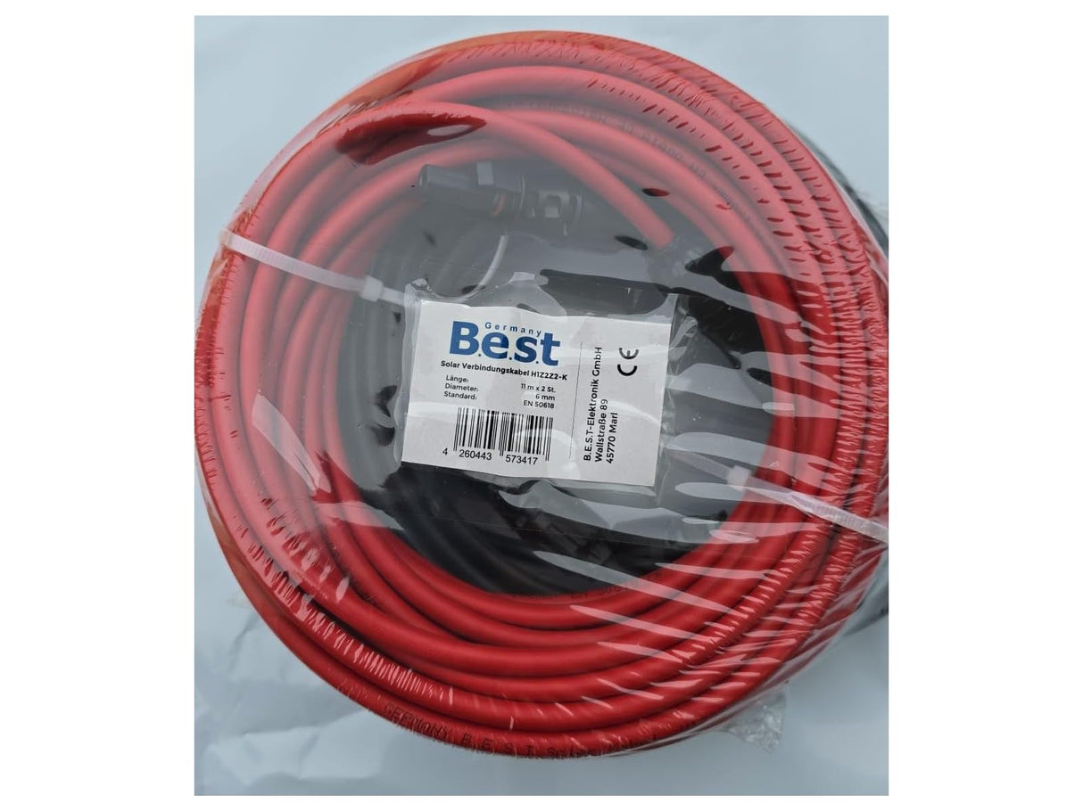 Solarkabel 6mm² Verlängerungskabel Solarstecker reines Kupfer für Solaranlagen inkl. PV Stecker Rot+Schwarz Set