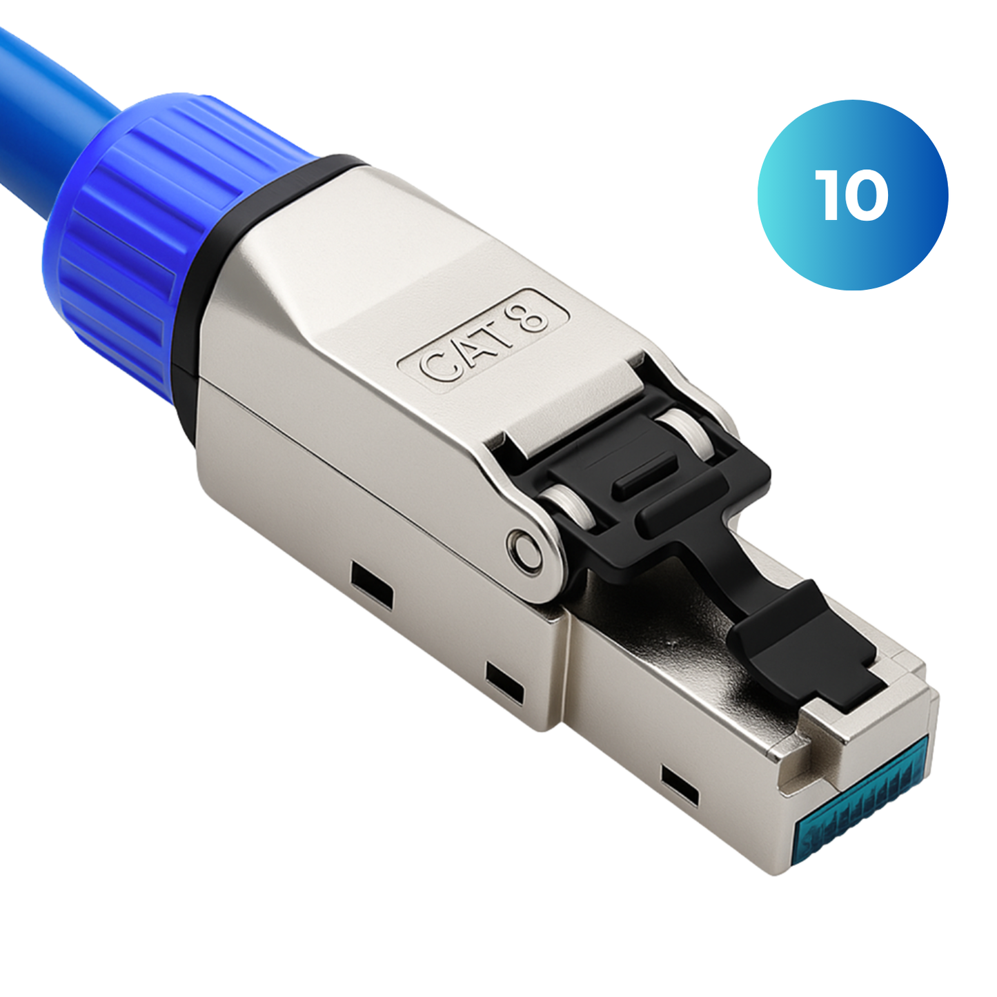 CAT 8 RJ45 Stecker – werkzeuglose Netzwerkstecker für Ethernet, Verlegekabel & Netzwerkkabel | Gigabit fähig, STP geschirmt, 40 Gbit/s, vergoldete Kontakte