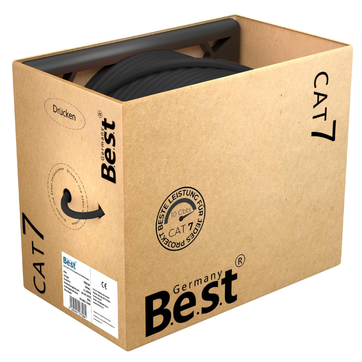 CAT 7 200M Simplex Erdkabel Netzwerkkabel Outdoorkabel LAN Kabel Ethernetkabel S/FTP 10 Gbit/s Kat 7 reines Kupfer PoE+ LSZH Datenkabel