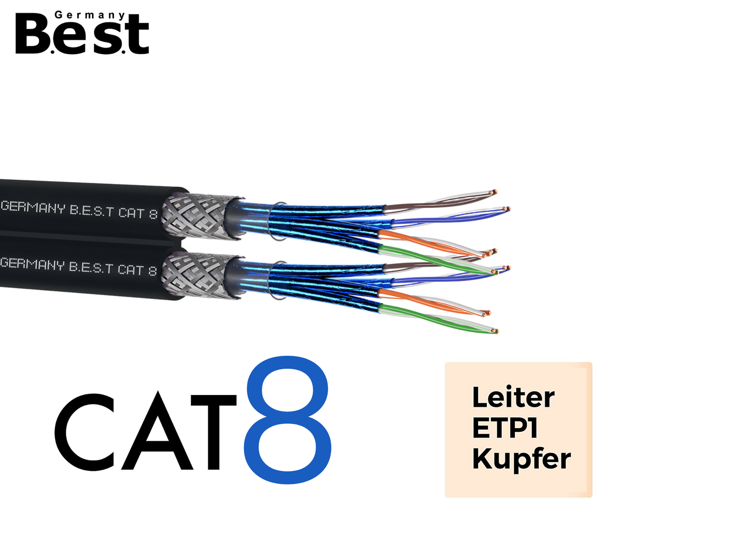 250m CAT 8 Duplex Outdoor Netzwerkkabel Verlegekabel Halogenfrei Installationskabel 40 Gbit/s CAT8 Verkabelung Netzwerk Datenkabel CAT8.1 LAN