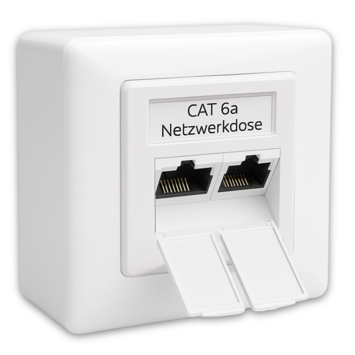 Universal Netzwerkdose LAN Dose Aufputz & Unterputz EIA/TIA 568A&B | 2x RJ45 Port | CAT6a, CAT7, CAT8 kompatibel - Weiß