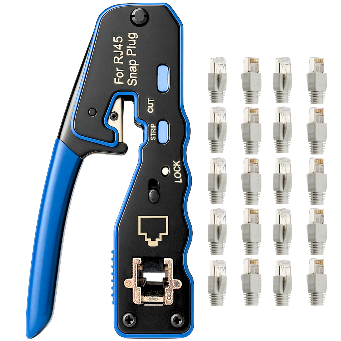 3 in 1 Crimpzange Netzwerkwerkzeug, Presszange für RJ45 Stecker Abisolieren, Schneiden und Crimpen für CAT5, CAT5e, CAT6, CAT6a, CAT7 (8P)