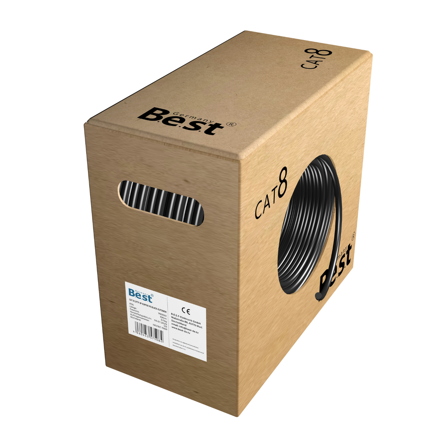 100m CAT 8 Outdoor Netzwerkkabel Verlegekabel Halogenfrei Installationskabel 40 Gbit/s CAT8 Verkabelung Netzwerk Datenkabel CAT8.1 LAN