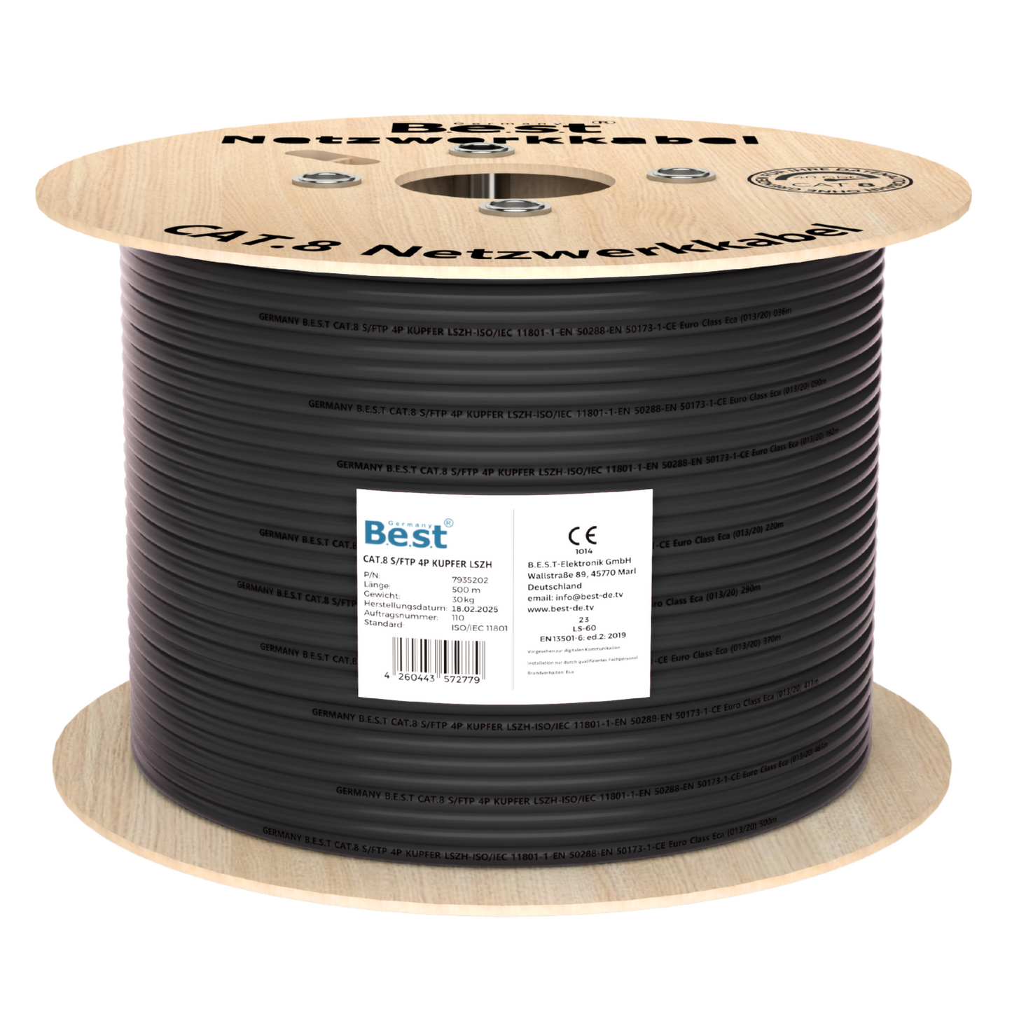 500m CAT 8 Outdoor Netzwerkkabel Verlegekabel Halogenfrei Installationskabel 40 Gbit/s CAT8 Verkabelung Netzwerk Datenkabel CAT8.1 LAN
