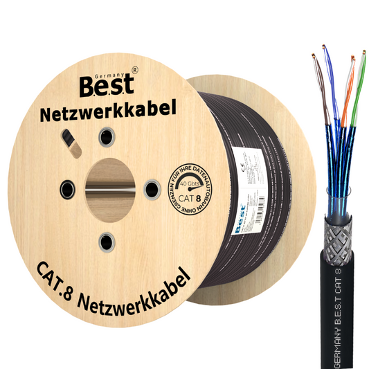 500m CAT 8 Outdoor Netzwerkkabel Verlegekabel Halogenfrei Installationskabel 40 Gbit/s CAT8 Verkabelung Netzwerk Datenkabel CAT8.1 LAN