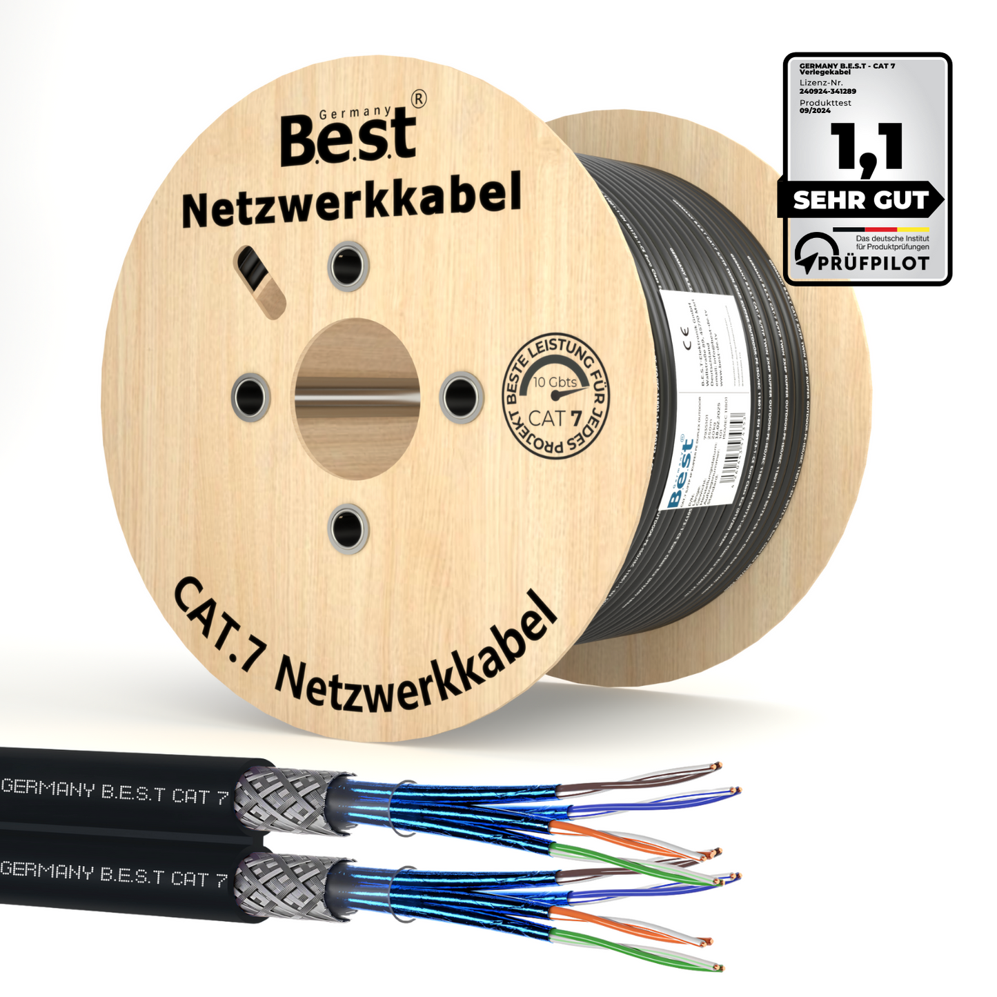 CAT 7 250M Duplex Erdkabel Netzwerkkabel Outdoorkabel LAN Kabel Ethernetkabel S/FTP 10 Gbit/s Kat 7 reines Kupfer PoE+ LSZH Datenkabel