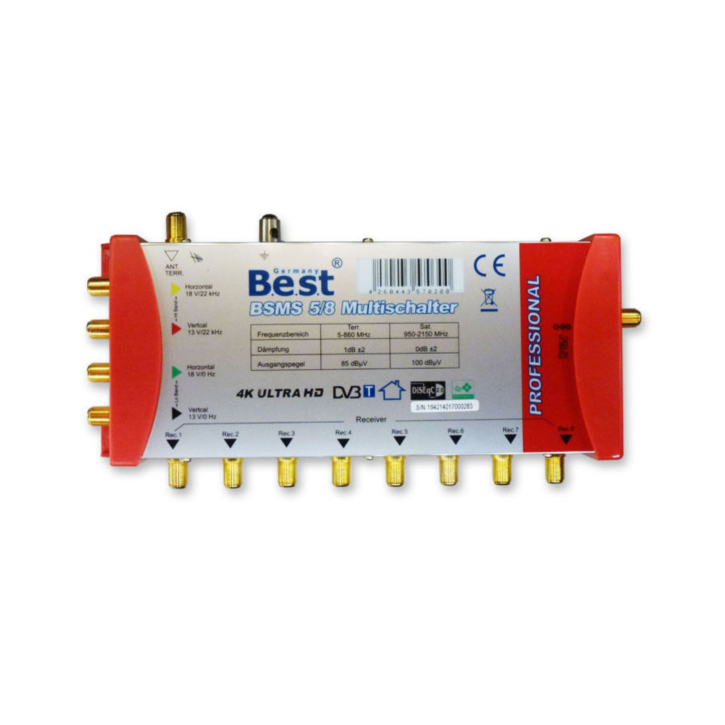 BEST Multiswitch Multischalter 5/8 DIGITAL HD 4K, 8 Teilnehmer, UltraHD 3D NEU +Quattro LNB