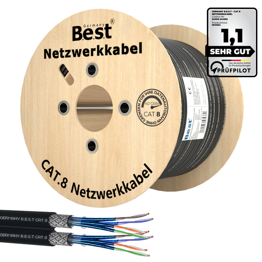 250m CAT 8 Duplex Outdoor Netzwerkkabel Verlegekabel Halogenfrei Installationskabel 40 Gbit/s CAT8 Verkabelung Netzwerk Datenkabel CAT8.1 LAN