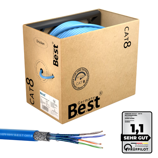 200M CAT 8 Netzwerkkabel Verlegekabel Kupfer LAN Kabel Ethernetkabel S/FTP 40 Gbit/s Kat 8 reines Kupfer Datenkabel PoE++ LSZH Datenkabel Simplex