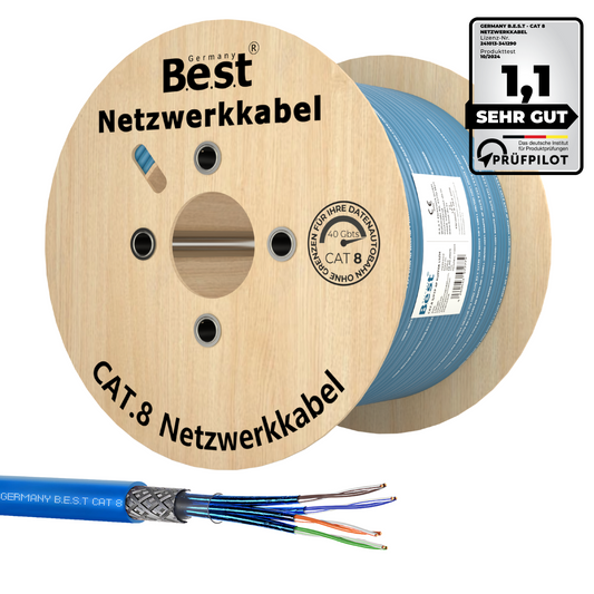 500M CAT 8 Netzwerkkabel Verlegekabel Kupfer LAN Kabel Ethernetkabel S/FTP 40 Gbit/s Kat 8 reines Kupfer Datenkabel PoE++ LSZH Datenkabel Simplex