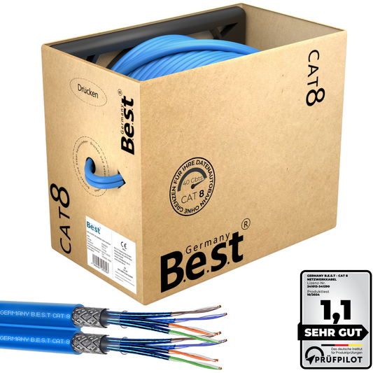 100M CAT 8 Duplex Netzwerkkabel Verlegekabel Kupfer LAN Kabel Ethernetkabel S/FTP 40 Gbit/s Kat 8 reines Kupfer Datenkabel PoE++ LSZH Datenkabel