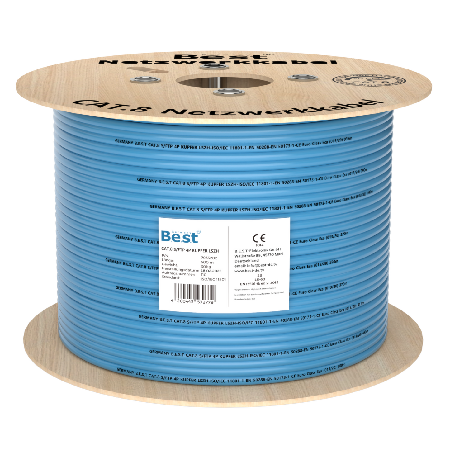500m CAT 8 Netzwerkkabel Verlegekabel Halogenfrei Installationskabel 40 Gbit/s CAT8 Verkabelung Netzwerk Datenkabel CAT8.1 LAN