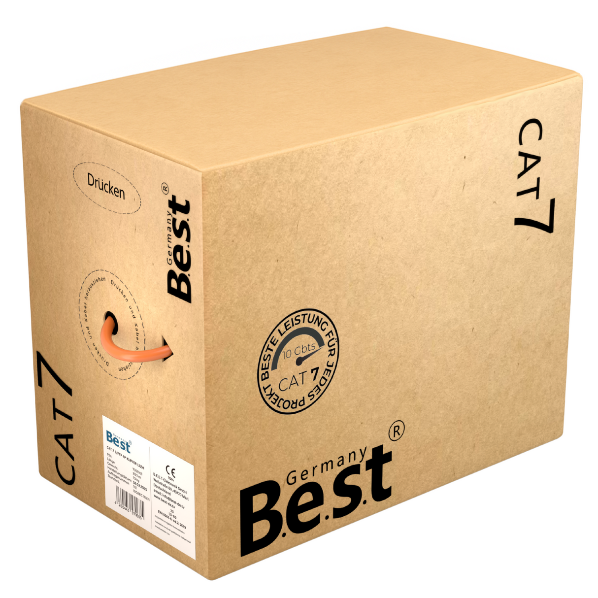 CAT 7 200M Simplex Netzwerkkabel Verlegekabel Kupfer LAN Kabel Ethernetkabel S/FTP 10 Gbit/s Kat 7 reines Kupfer Datenkabel PoE+ LSZH Datenkabel