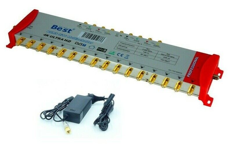 BEST Multiswitch Multischalter 9/16 DIGITAL HD 4K, 16 Teilnehmer, UltraHD 3D NEU + 2x Quattro LNB