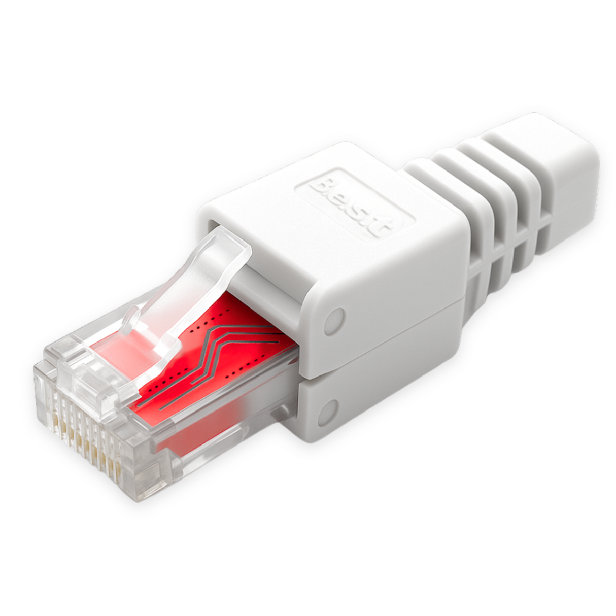 Netzwerkstecker RJ45 CAT7 CAT6 werkzeugfrei weiß - Werkzeugloser LAN UTP Kabel Stecker für CAT5, CAT6, CAT7 - Geeignet für Verlege- und Patchkabel