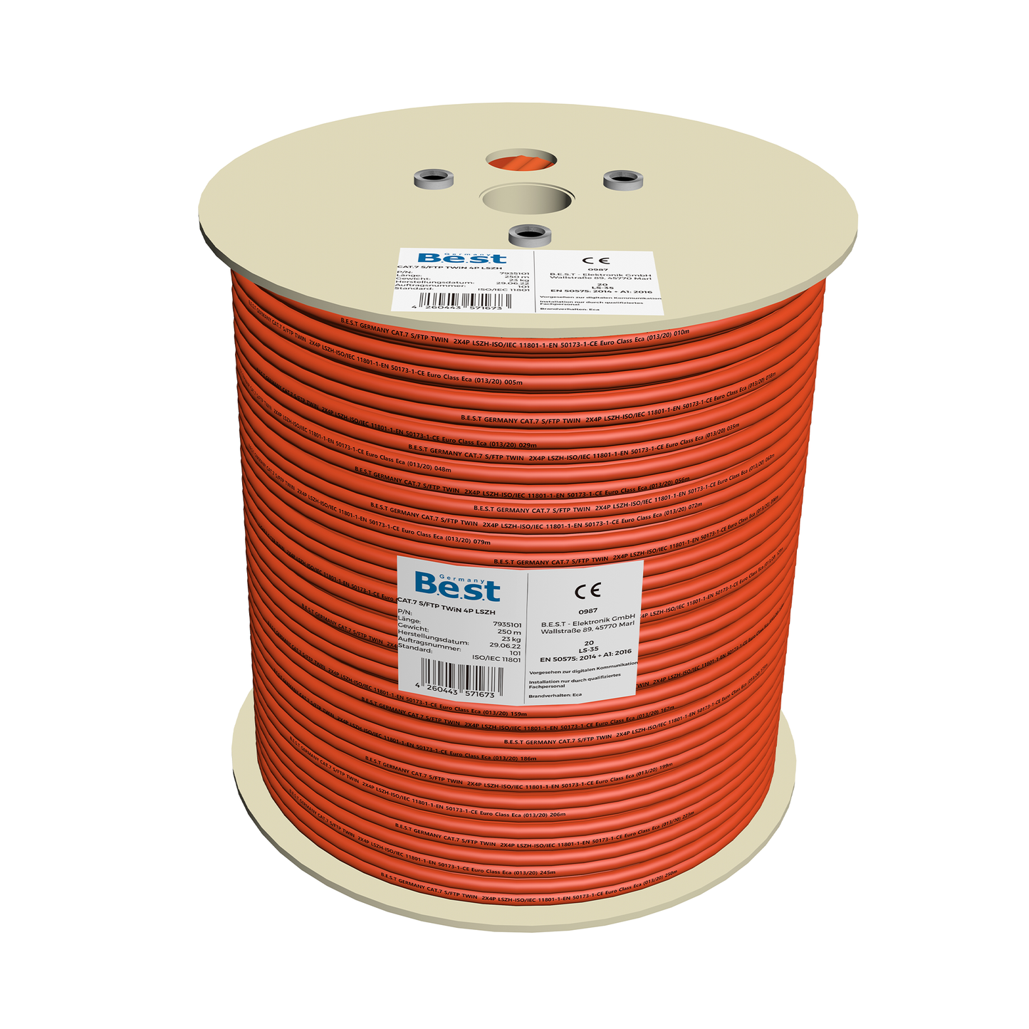 CAT 7 Verlegekabel 250m Duplex BEST Gigabit Netzwerkkabel KUPFER