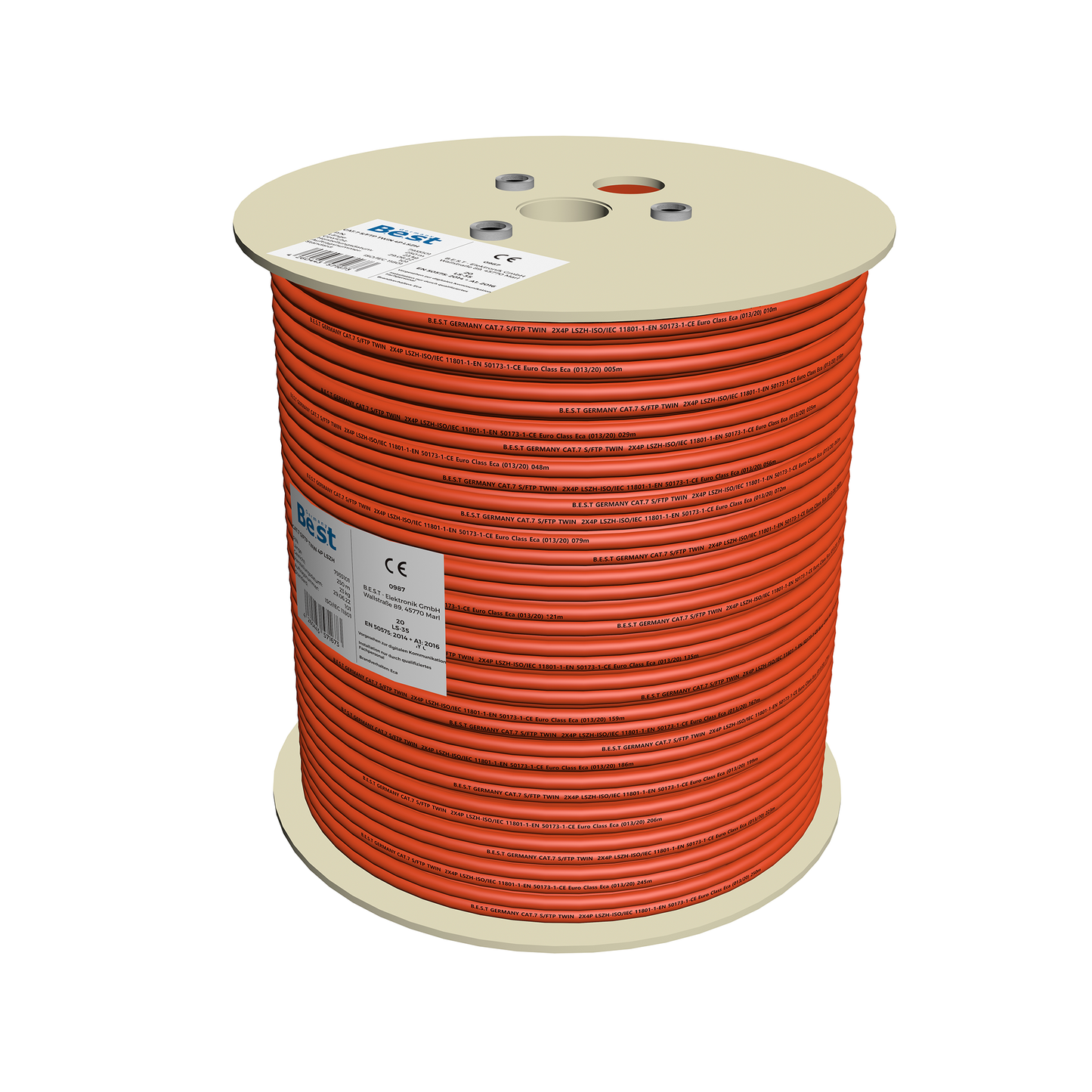 CAT 7 Verlegekabel 250m Duplex BEST Gigabit Netzwerkkabel KUPFER