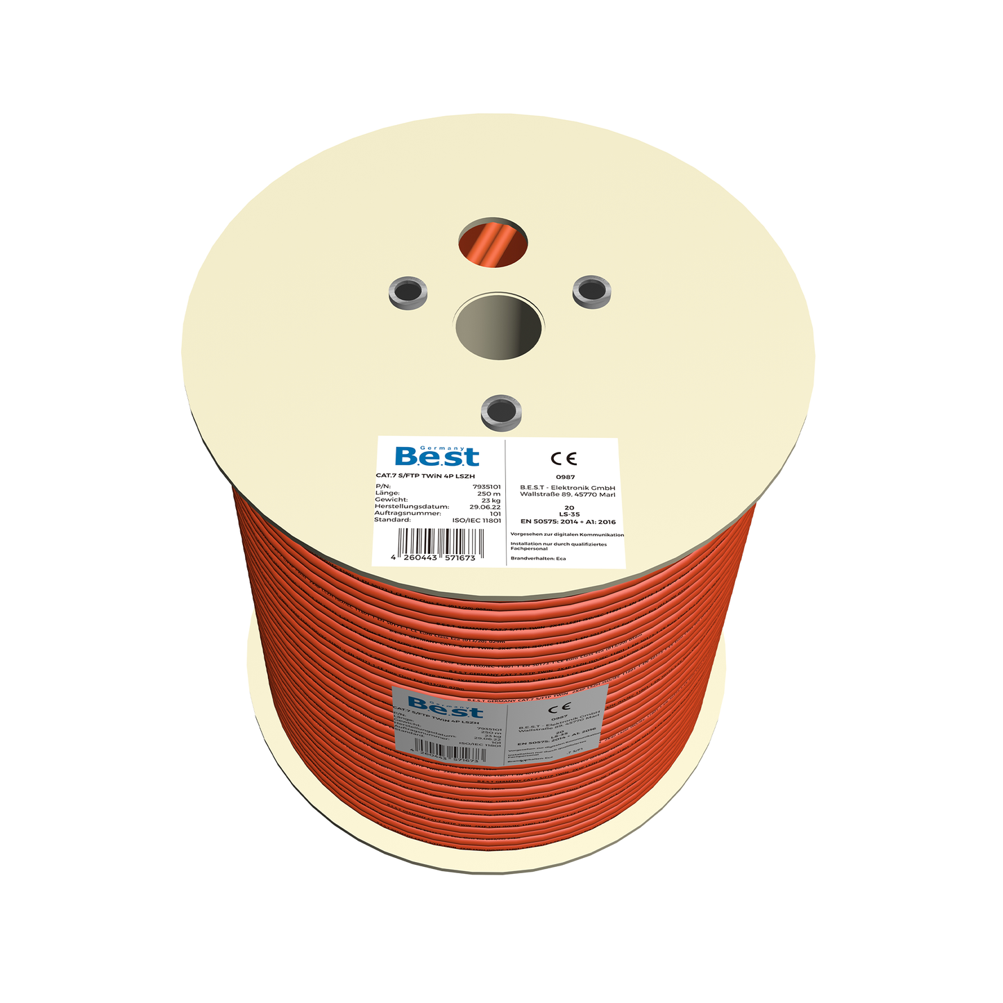 CAT 7 Verlegekabel 250m Duplex BEST Gigabit Netzwerkkabel KUPFER