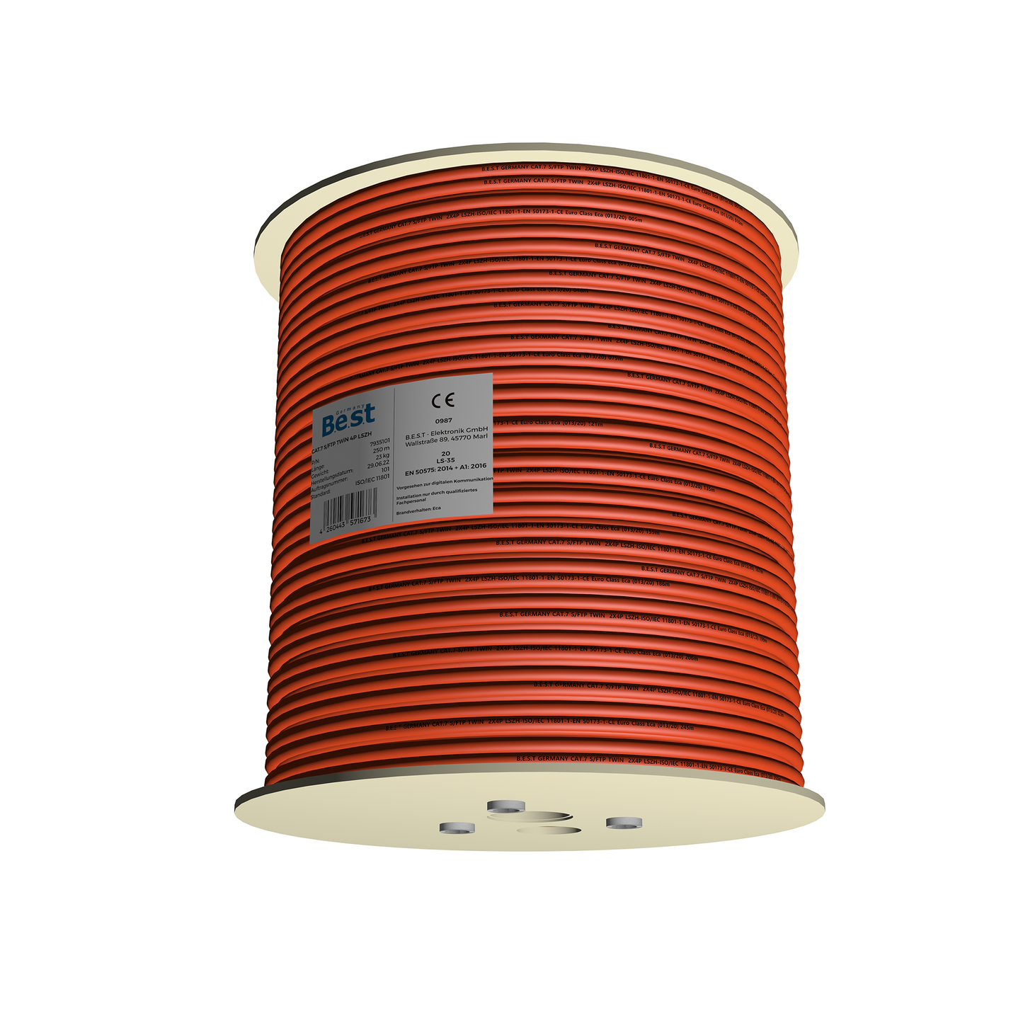 CAT 7 Verlegekabel 250m Duplex BEST Gigabit Netzwerkkabel KUPFER