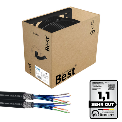 100m CAT 8 Duplex Outdoor Netzwerkkabel Verlegekabel Halogenfrei Installationskabel 40 Gbit/s CAT8 Verkabelung Netzwerk Datenkabel CAT8.1 LAN