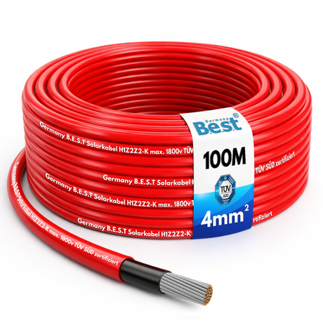 Solarkabel 4mm² 6mm² PV Kabel H1Z2Z2-K Photovoltaik Solarleitung Rot Schwarz 50m 100m für Solaranlage PV Anlage (Kopie)