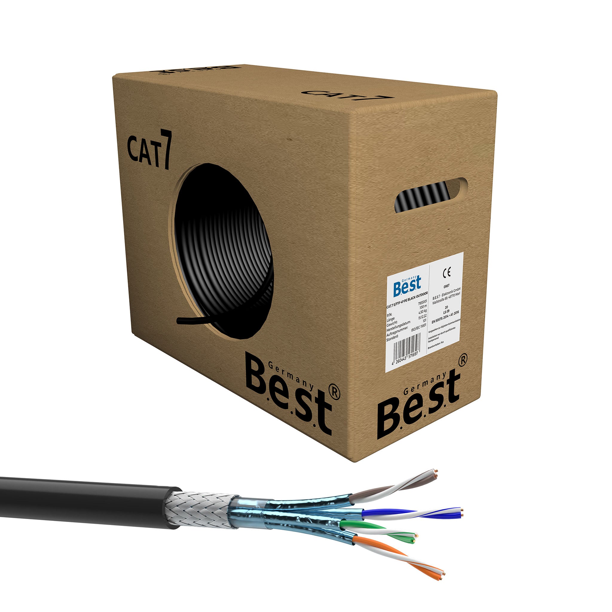 RedStar24 20m Cat7 Erdkabel Verlegekabel Outdoor Lan Kabel UV-beständig | Installationskabel Schwarz AWG23 CAT 7 S/FTP Ethernet Netzwerk 1000MHz geschirmtes Datenkabel Netzwerkkabel für Außenbereich RedStar24 20m Cat7 Erdkabel Verlegekabel Outdoor Lan Kabel UV-beständig | Installationskabel Schwarz AWG23 CAT 7 S/FTP Ethernet Netzwerk 1000MHz geschirmtes Datenkabel Netzwerkkabel für Außenbereich
