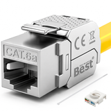 CAT6a Keystone Netzwerkmodul RJ45 – High-Speed Keystone Buchse, werkzeugfreie Montage, 10 Gbit/s, STP geschirmt, vergoldete Kontakte, kompatibel mit AWG 22–26 & Patchpanel/Netzwerkdosen