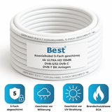 Koaxialkabel 50m SAT-Kabel | 4K Ultra HD | Class A+ | DVB-S/S2 DVB-C DVB-T BK Anlagen | 5Fach Geschirmt | 135dB | Antennenkabel | Koaxkabel | 10x F-Stecker