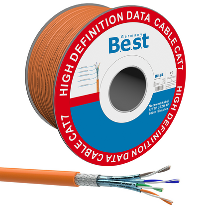 CAT.7 100m Simplex Verlegekabel BEST Gigabit Netzwerkkabel KUPFER Halogenfrei PIMF POE 10Gbit