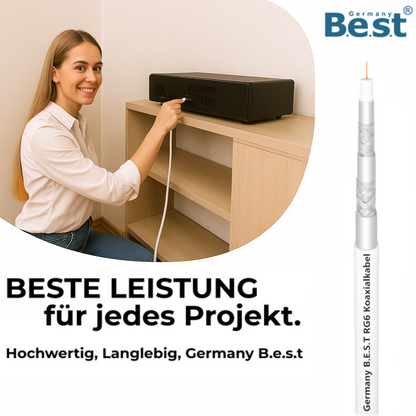 Koaxialkabel 50m SAT-Kabel | 4K Ultra HD | Class A+ | DVB-S/S2 DVB-C DVB-T BK Anlagen | 5Fach Geschirmt | 135dB | Antennenkabel | Koaxkabel | 10x F-Stecker