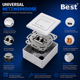 Universal Netzwerkdose LAN Dose Aufputz & Unterputz EIA/TIA 568A&B | 2x RJ45 Port | CAT6a, CAT7, CAT8 kompatibel - Weiß