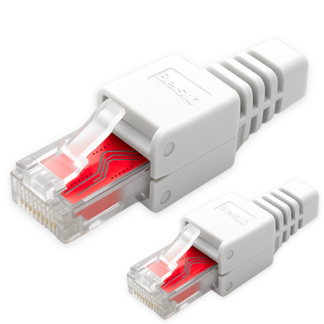 Netzwerkstecker RJ45 CAT7 CAT6 werkzeugfrei weiß - Werkzeugloser LAN UTP Kabel Stecker für CAT5, CAT6, CAT7 - Geeignet für Verlege- und Patchkabel